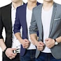 Miniatyrbillede 3 af 5: Fianao Herre Slank Formel Business Suit Jakke En Knap Lapel Langærmet Lommer Top (XS Sort)