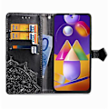 Miniatyrbilde 4 av 5: Horisontal lærveske med mandala-blomsterembossering for Galaxy M31s (Svart)