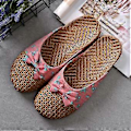Miniatyrbillede 1 af 5: Sommer Hør Tøfler Sandaler Indendørs Anti-slip Tyk Bund Gulvtøfler Til Mænd Kvinder (EU 39 40 Rose (Kvinder))