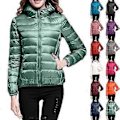 Miniatyrbilde 2 av 5: Vinter Dame Casual Ensfarget Tynn Vanntett Dunjakke Hvit Andedun Hette Dunjakke (XL svart)