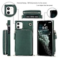 Miniatyrbild 4 av 5: Plånboksfunktion Telefonfodral För Iphone 11 Med Kortfack Axelrem Kvinna (Grön)