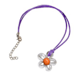 Miniatyrbild 1 av 5: Ihålig Blomma Temperament Halskedja Justerbar Flätad Läder- Rep Halsband (Vit)