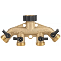 Miniatyrbilde 1 av 5: 1 stk 4-veis messing hageslange splitter 3/4\" kran splitter stopp C