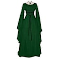 Miniatyrbillede 1 af 2: Dame Halloween Renaissance Middelalder Maxi Kjole Gotisk Kostume A(S Grøn)