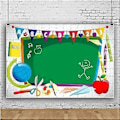 Pikkukuva 3 / 5: 5x3ft vinyyli tausta Tervetuloa esikouluun tausta ABC kirjaimet liitutaulu vesiväri kynä paperilentokone maapallo Takaisin kouluun teema tausta