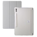 Pikkukuva 1 / 5: 3-Taitettava Selkeä Akryyli Nahkakotelo Samsung Galaxy Tab S9 Ultra/S8 Ultra:lle (Harmaa)