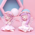 Miniatyrbillede 3 af 3: Fe Have Fe Tilbehør Lilla Blomst Fe Statue Engel D