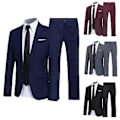 Miniatyrbild 3 av 5: Fianao Herrkostym Set Krage Formell Snygg Knappar Fickor Blazer för Dejting (3XL Svart)