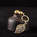 Miniatyrbillede 4 af 5: 2 stk. Messing Hu Lu Lykkebringende Feng Shui Charms Rigdom Sundhed Græskar Bil Nøglering Dekoration