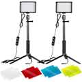 Miniatyrbilde 1 av 5: 2 stk USB 5600K dimmbare LED-videolamper med justerbart stativ