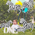 Miniatyrbilde 3 av 5: 40'' Giant Wild One Safari Zoo Jungle Safari Dyreballonger Zebra Ballong for Festforsyninger Bursdagsdekorasjoner Babyshower, 4-pakning Dyreliv Oppblåsbare