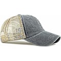 Miniatyrbilde 2 av 4: Justerbar Mesh Bakkehette, Buet Knapp Mesh Baseball Cap, Retro Vasket Trucker Hat, Pustende Visir for Menn