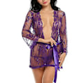 Miniatyrbild 2 av 3: Sexig spetsunderkläder för damer Nattkläder Sovkläder Stringtrosa Babydoll Underklädesset (4XL Lila)
