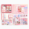 Pikkukuva 1 / 5: 344 kappaletta Scrapbooking-tarvikesarja, vaaleanpunainen Kawaii Bullet Journal Scrapbook-sarja A6-ruudukolviholla