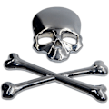 Miniatyrbillede 1 af 5: Skalle Korsben Pirat Bil 3D Badge Krom Metal Badge Sticker D