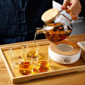 Miniatyrbillede 4 af 5: 1000 ml glas tekande, borosilikat glas tekande med metal si, glas tekande med bambus låg, gl