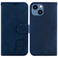 Miniatyrbilde 1 av 5: Embosset lærveske for iPhone 15 (Mørk blå)