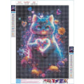 Pikkukuva 3 / 5: 1kpl 5D Chat Coloré Diamond Painting, DIY Fleurs Peinture Broderie
