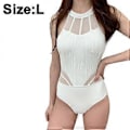 Miniatyrbilde 2 av 5: Dame Hel Badedrakt Mesh Magekontroll Høy Hals Halter Cutout Badeklær