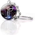 Miniatyrbillede 1 af 5: Zodiac 12 Konstellationer Charm Lysende Krystal Kugle Vedhæng Nøglering