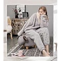 Miniatyrbillede 3 af 5: Dame Fluffy Pyjamassæt Natkjole/YY(XL Grå)