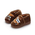 Miniatyrbilde 1 av 4: Sklisikre vintertøfler for barn, unisex trykk, plysjtøfler brun, 22