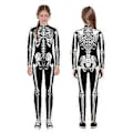 Miniatyrbillede 4 af 5: Nyt Halloween Skelet Kostume Til Børn Og Voksne, Behagelig Onesie Jumpsuit Hurtig (L Sort)