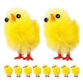 Miniatyrbild 1 av 4: 10 st Små Kycklingprydnader Flockade Kycklingformar Påskkycklingdekorationer