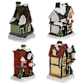 Miniatyrbillede 2 af 2: 4 stk. Julelysende Hus Mini Scene Dekorationer Julefestsmykker