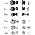 Miniatyrbillede 2 af 5: 6 Par Titanium og Rustfrit Stål Mænd Kvinder Stud Øreringe Sæt Sort og Klar Rund Cubic Zirconia Indlagt Pierced Hypoallergen 3-5mm