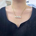 Miniatyrbillede 2 af 5: Sterling Sølv Balance Perle Vedhæng Kæde Choker Halskæder Kvinder Halskæder ( )