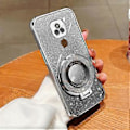 Miniatyrbillede 1 af 5: Rund Holder TPU Telefon Cover til Motorola Moto E7 Plus (Sølv)