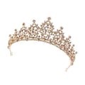 Miniatyrbillede 3 af 3: Brud Rhinestone Krone Legering Bryllupskrone Dekor Hovedbeklædning Til Kvinde Dame (Champagnefarve)