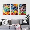 Miniatyrbillede 4 af 5: Wekity Lykke Træ Væghængt Canvas Print Poster, Enkel Abstrakt Akvarel Kunsttegning Dekoration til Hjemmet Stue Soveværelse Kontor og Børneværelse