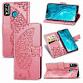 Miniatyrbillede 1 af 5: Til Huawei Honor 9X Lite Butterfly Love Flower Læderetui (Pink)