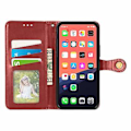 Miniatyrbilde 3 av 5: Solidfarget Lærveske med Spenne for iPhone 13 Pro Max (Rød)