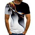 Miniatyrbillede 1 af 5: Fianao Mænds T-shirt med Ørnprint Kontrastfarve O-hals Fritid Sommer Top til Daglig Brug (M Sort)