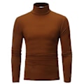 Miniatyrbillede 1 af 5: Fianao T-shirt Solid Farve Langærmet Bomuld Mænd Høj Hals Slim Basic Top til Forår (M Kaffe)