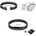 Miniatyrbillede 2 af 5: Ægte læder blå sten 21cm original herre armbånd lavet af 6