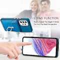 Miniatyrbillede 4 af 5: Til Samsung Galaxy A53 5g Elektroplateret Hud-følelse Læder Ring Kort Tegnebog Telefon Case (sort) (blå)