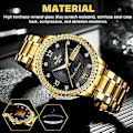 Miniatyrbillede 2 af 5: Vandtæt Guld Herre Quartz Ur Klassisk Rustfrit Stål Analog Business Mode (Sort)