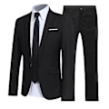 Miniatyrbillede 1 af 5: Fianao Herre Sæt Jakkesæt Lapel Formelle Stilfulde Knapper Lommer Blazer til Dating (M Sort)