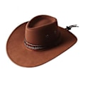 Miniatyrbillede 1 af 2: Herre Faux Læder Mode Bucket Cap Cowboy Fedora Hat Bredskyggede Udendørs Hatte (Kaffe)