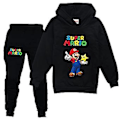 Miniatyrbild 1 av 2: Super Mario Barnkläder för Barn, Tröja med Huva och Joggingbyxor, 2-delad Set, Sweatsuit för Pojkar och Flickor 7-14 år (13-14 år Svart)