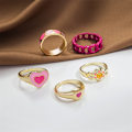 Miniatyrbillede 4 af 5: 5 stk. Hjerte Finger Ringe til Kvinder Smykker Mode Enkel Emalie