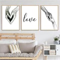 Miniatyrbild 3 av 5: Wekity Hand in Hand och Love Väggkonst Canvas Print Poster, Enkel Mode Svartvit Skisskonst Linjeteckning Dekoration för Hem Vardagsrum Sovrum