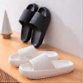 Miniatyrbillede 4 af 5: Tykke Platform Badeværelse Hjemmesko Kvinder Blød Sål Eva Indendørs Tøfler Sommer Anti-slip Sandaler Unisex (42 43 Sort)