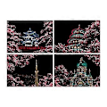 Pikkukuva 1 / 5: 4 kpl Raaputuspaperi Taidesetti Askartelu Luova, Piirustuslehtiö, Puutikulla Piirustus Raaputustaulu Raaputusmaalaus (Sakura)