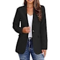 Miniatyrbillede 1 af 5: Dame Efterår Vinter Jakkesæt Ensfarvet V-hals Langærmet Slim Fit Dame Business Kontor Blazer Jakke (XL sort)