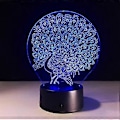 Miniatyrbild 4 av 5: 3D Påfågel Nattlampa 7 Färgväxlande LED Bordlampa Jul Leksak Present
